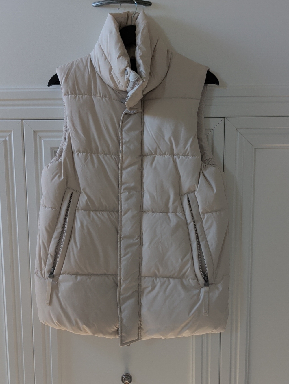 all in motion Cream Quilted Puffer Vest with Stand Collar